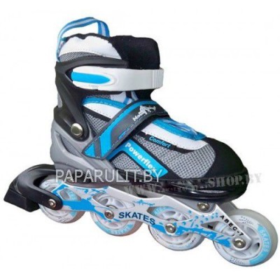 Детские роликовые коньки Powerflex Comfort размеры 34-37 цвет голубой