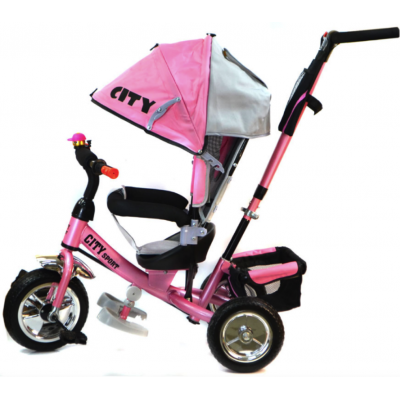 Велосипед Trike розовый с надувными колесами 12 и 10	