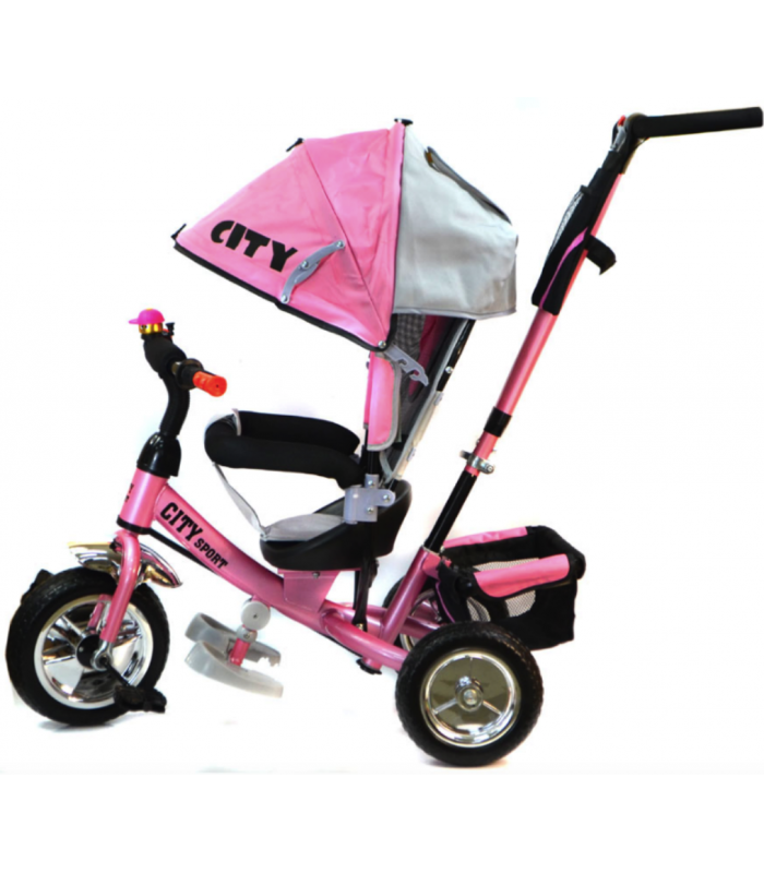 Велосипед Trike розовый с надувными колесами 12 и 10